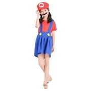Gottsw Girls Mario Costume, Super Mario Cosplay Costumes for Kids Halloween Fancy Dress Party